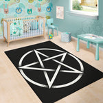 Black And White Pentagram Symbol Print Area Rug