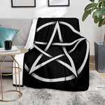 Black And White Pentagram Symbol Print Blanket
