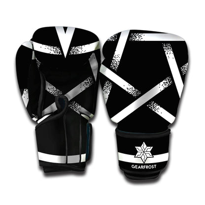 Black And White Pentagram Symbol Print Boxing Gloves