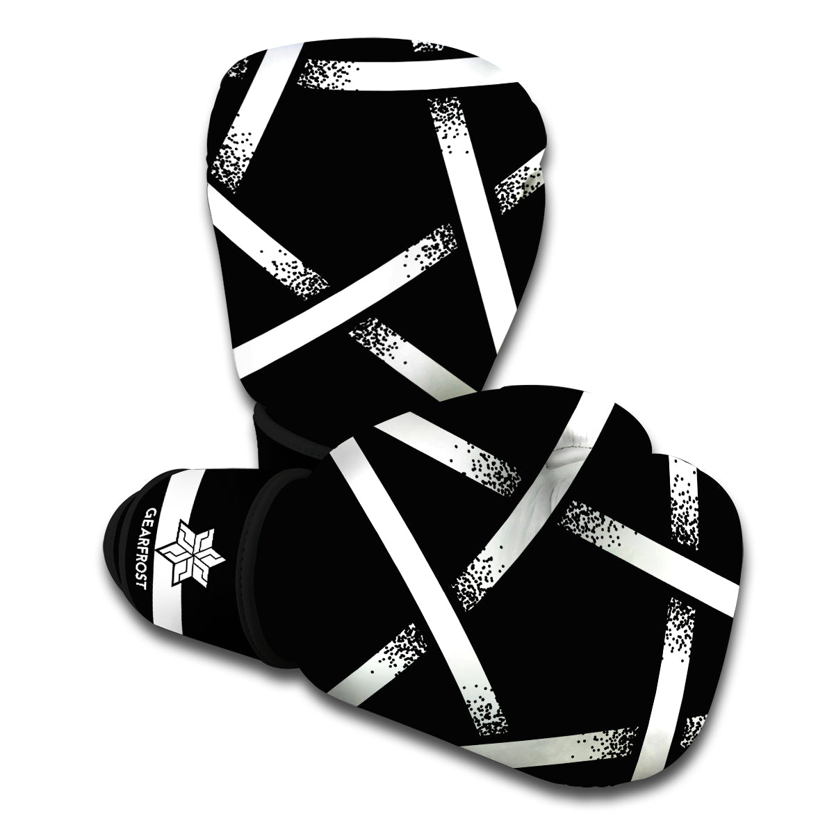 Black And White Pentagram Symbol Print Boxing Gloves