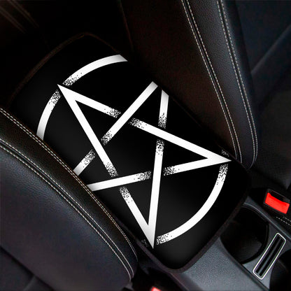 Black And White Pentagram Symbol Print Car Center Console Cover