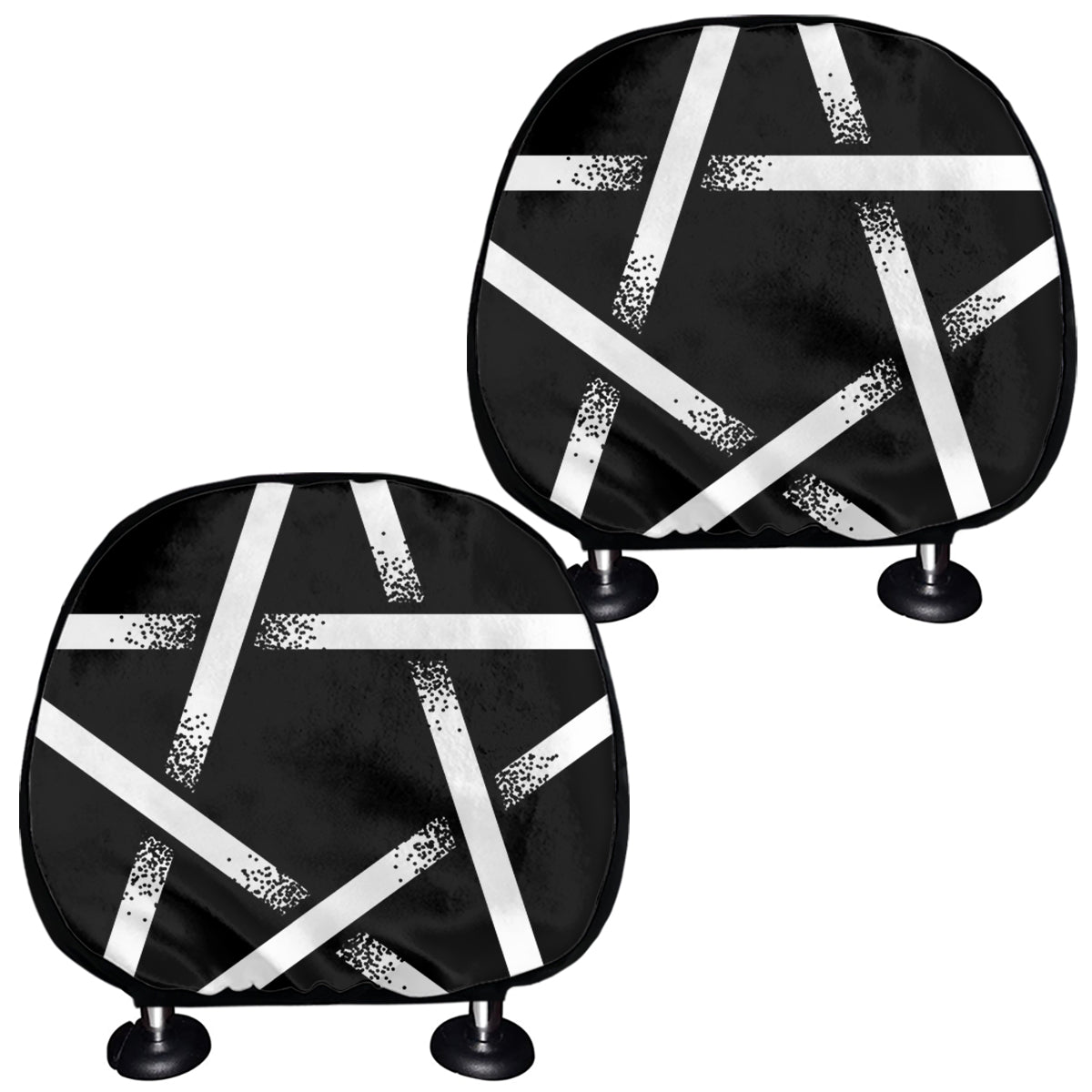 Black And White Pentagram Symbol Print Car Headrest Covers