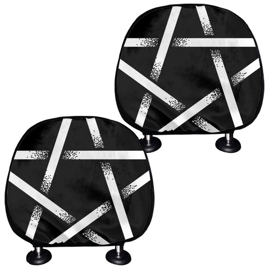 Black And White Pentagram Symbol Print Car Headrest Covers