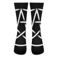Black And White Pentagram Symbol Print Crew Socks