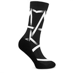 Black And White Pentagram Symbol Print Crew Socks