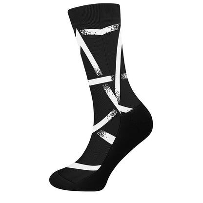 Black And White Pentagram Symbol Print Crew Socks