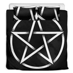 Black And White Pentagram Symbol Print Duvet Cover Bedding Set