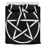 Black And White Pentagram Symbol Print Duvet Cover Bedding Set