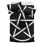 Black And White Pentagram Symbol Print Duvet Cover Bedding Set