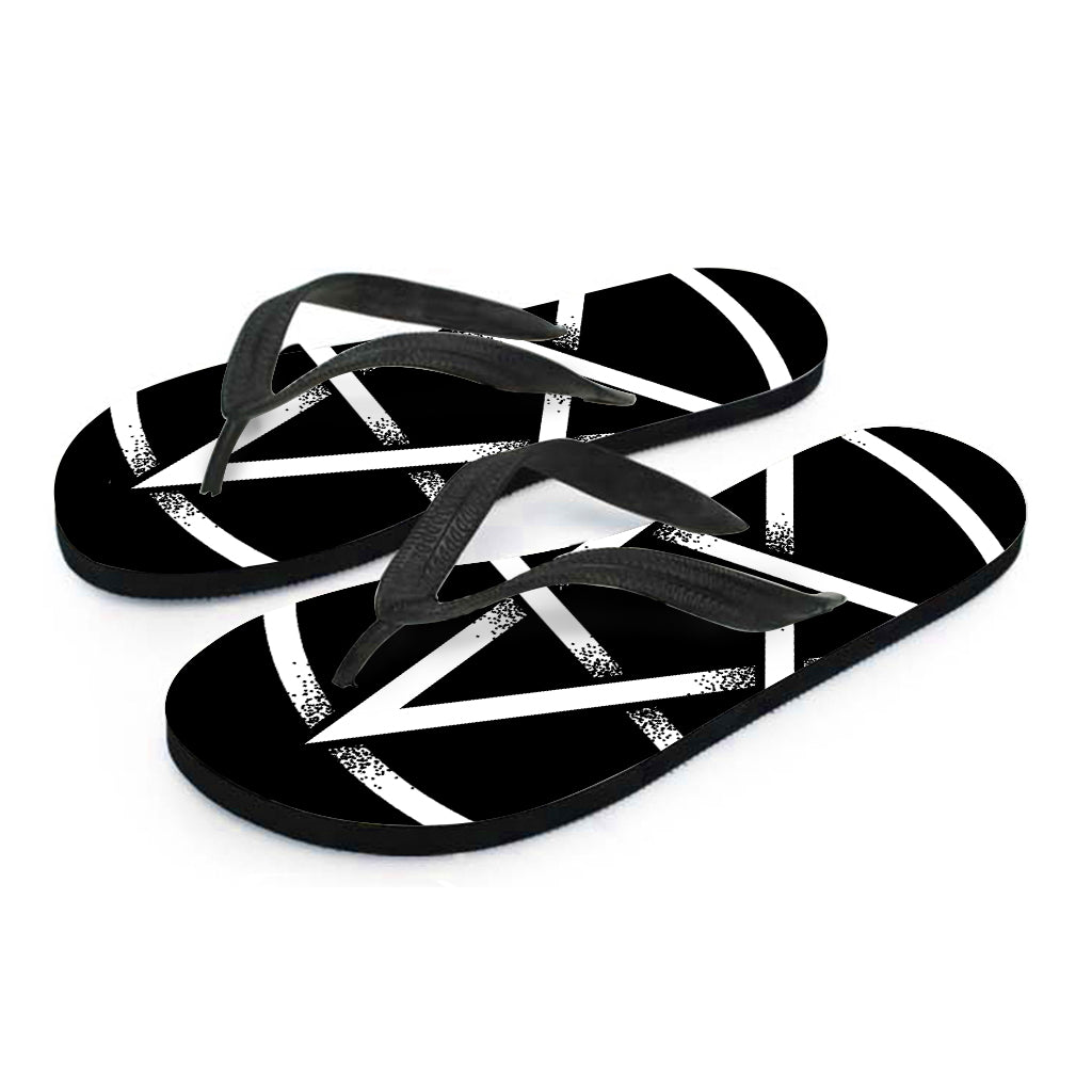 Black And White Pentagram Symbol Print Flip Flops