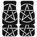 Black And White Pentagram Symbol Print Front and Back Car Floor Mats