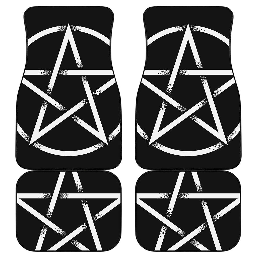 Black And White Pentagram Symbol Print Front and Back Car Floor Mats