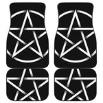 Black And White Pentagram Symbol Print Front and Back Car Floor Mats