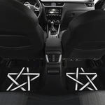 Black And White Pentagram Symbol Print Front and Back Car Floor Mats