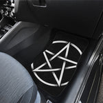 Black And White Pentagram Symbol Print Front and Back Car Floor Mats