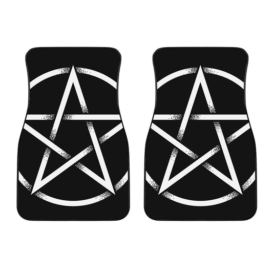 Black And White Pentagram Symbol Print Front Car Floor Mats