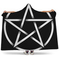 Black And White Pentagram Symbol Print Hooded Blanket