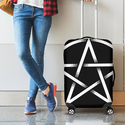 Black And White Pentagram Symbol Print Luggage Cover