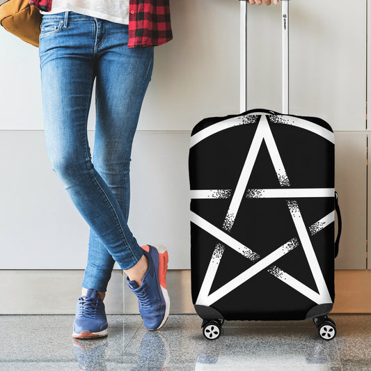 Black And White Pentagram Symbol Print Luggage Cover