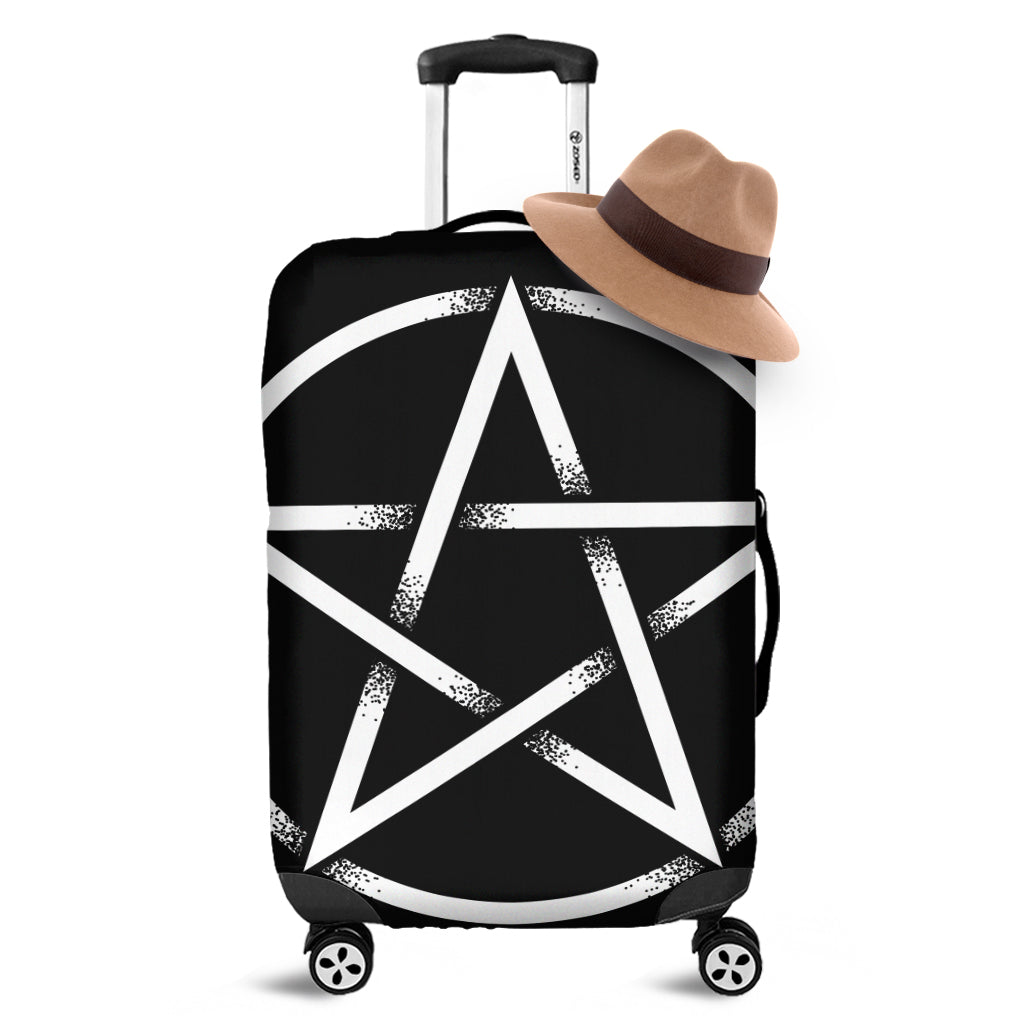 Black And White Pentagram Symbol Print Luggage Cover