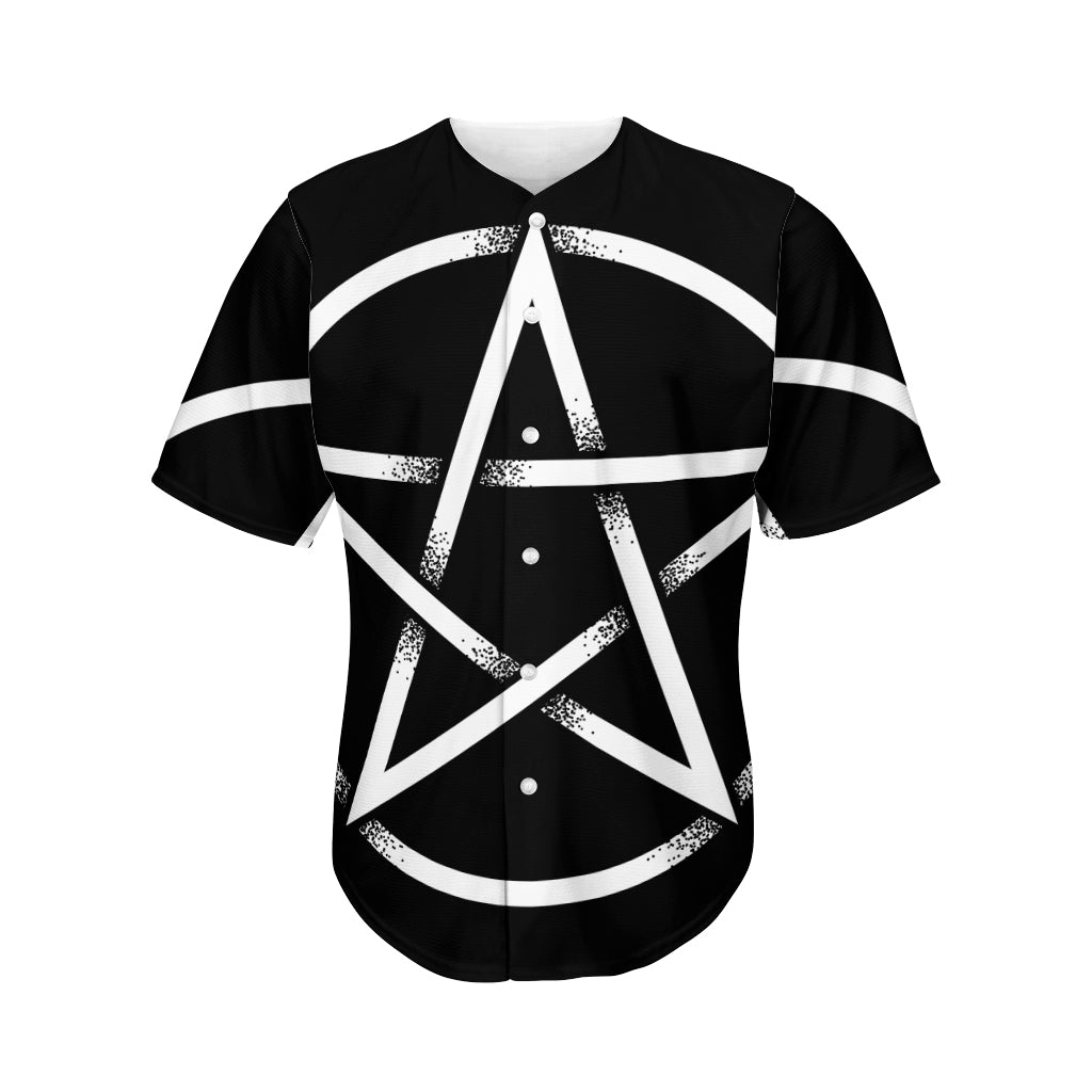 Black And White Pentagram Symbol Print Men's Baseball Jersey