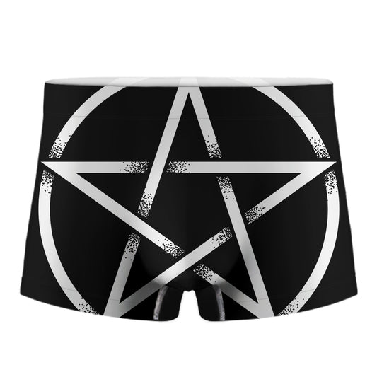 Black And White Pentagram Symbol Print Men's Boxer Briefs