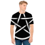 Black And White Pentagram Symbol Print Men's T-Shirt