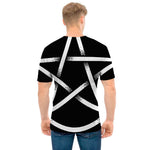 Black And White Pentagram Symbol Print Men's T-Shirt