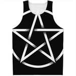 Black And White Pentagram Symbol Print Men's Tank Top