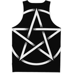 Black And White Pentagram Symbol Print Men's Tank Top