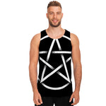 Black And White Pentagram Symbol Print Men's Tank Top