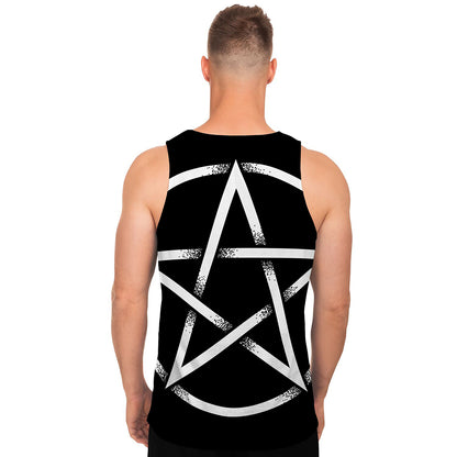Black And White Pentagram Symbol Print Men's Tank Top