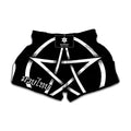 Black And White Pentagram Symbol Print Muay Thai Boxing Shorts