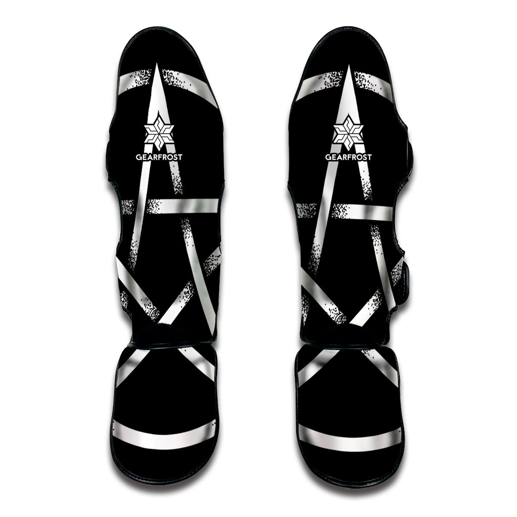 Black And White Pentagram Symbol Print Muay Thai Shin Guard