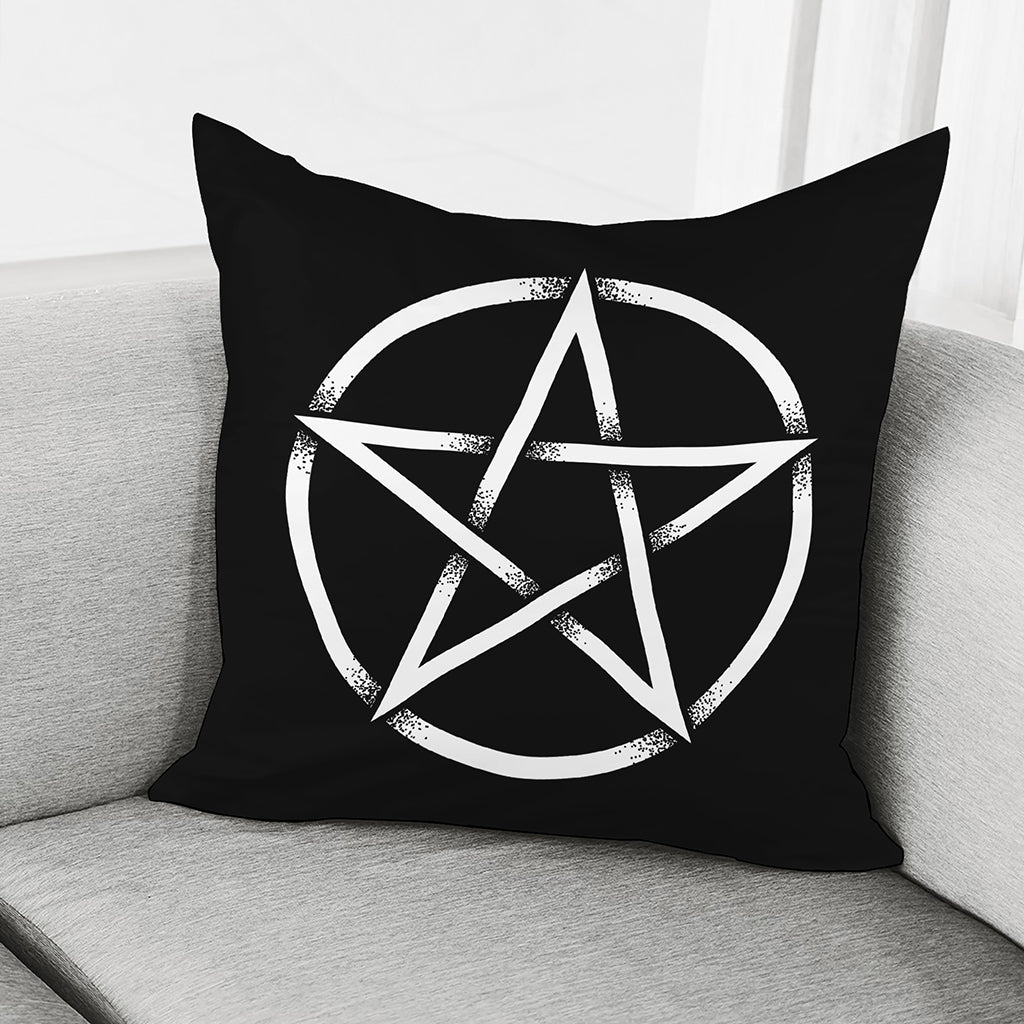 Black And White Pentagram Symbol Print Pillow Cover