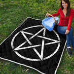 Black And White Pentagram Symbol Print Quilt