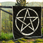 Black And White Pentagram Symbol Print Quilt