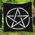 Black And White Pentagram Symbol Print Quilt