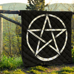 Black And White Pentagram Symbol Print Quilt