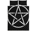 Black And White Pentagram Symbol Print Quilt Bed Set