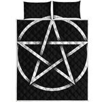 Black And White Pentagram Symbol Print Quilt Bed Set