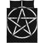 Black And White Pentagram Symbol Print Quilt Bed Set