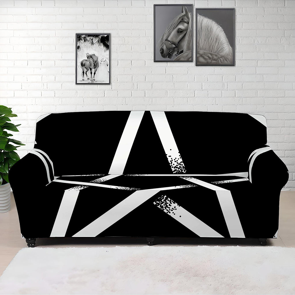 Black And White Pentagram Symbol Print Sofa Cover