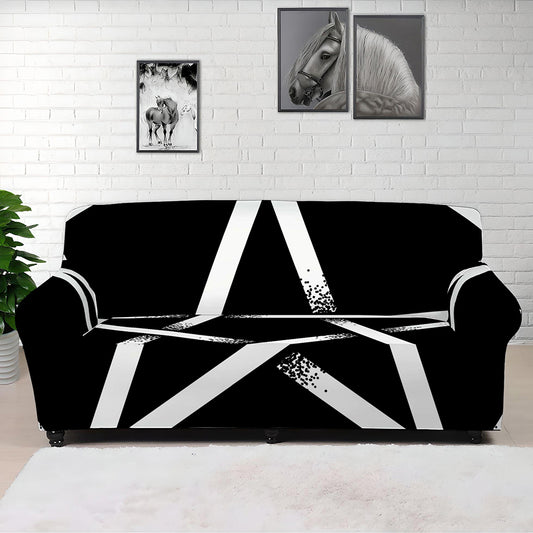 Black And White Pentagram Symbol Print Sofa Cover