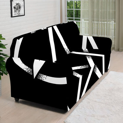 Black And White Pentagram Symbol Print Sofa Cover