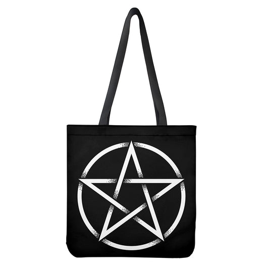 Black And White Pentagram Symbol Print Tote Bag