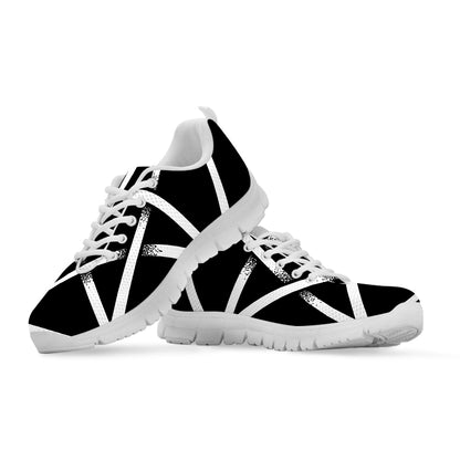 Black And White Pentagram Symbol Print White Sneakers
