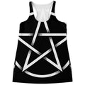 Black And White Pentagram Symbol Print Women's Racerback Tank Top