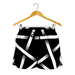Black And White Pentagram Symbol Print Women's Shorts