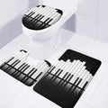 Black And White Piano Keyboard Print 3 Piece Bath Mat Set